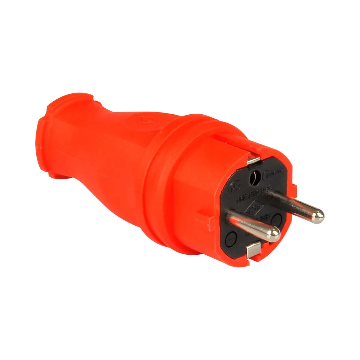 TP Elektrik 3101-303-1600 1x16A Rubber Straight Plug (French Type / UPS), IP 44, Red