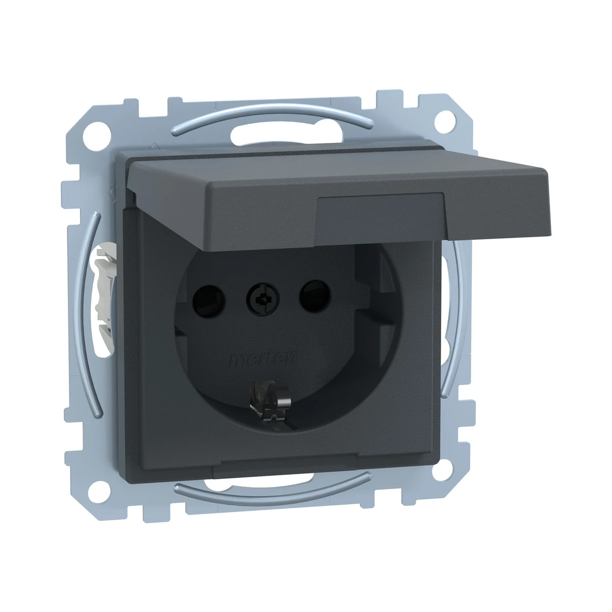 Schneider Electric MEG2314-0414 IP44 Grounded Socket with Cover, child-proof, System-M, Anthracite