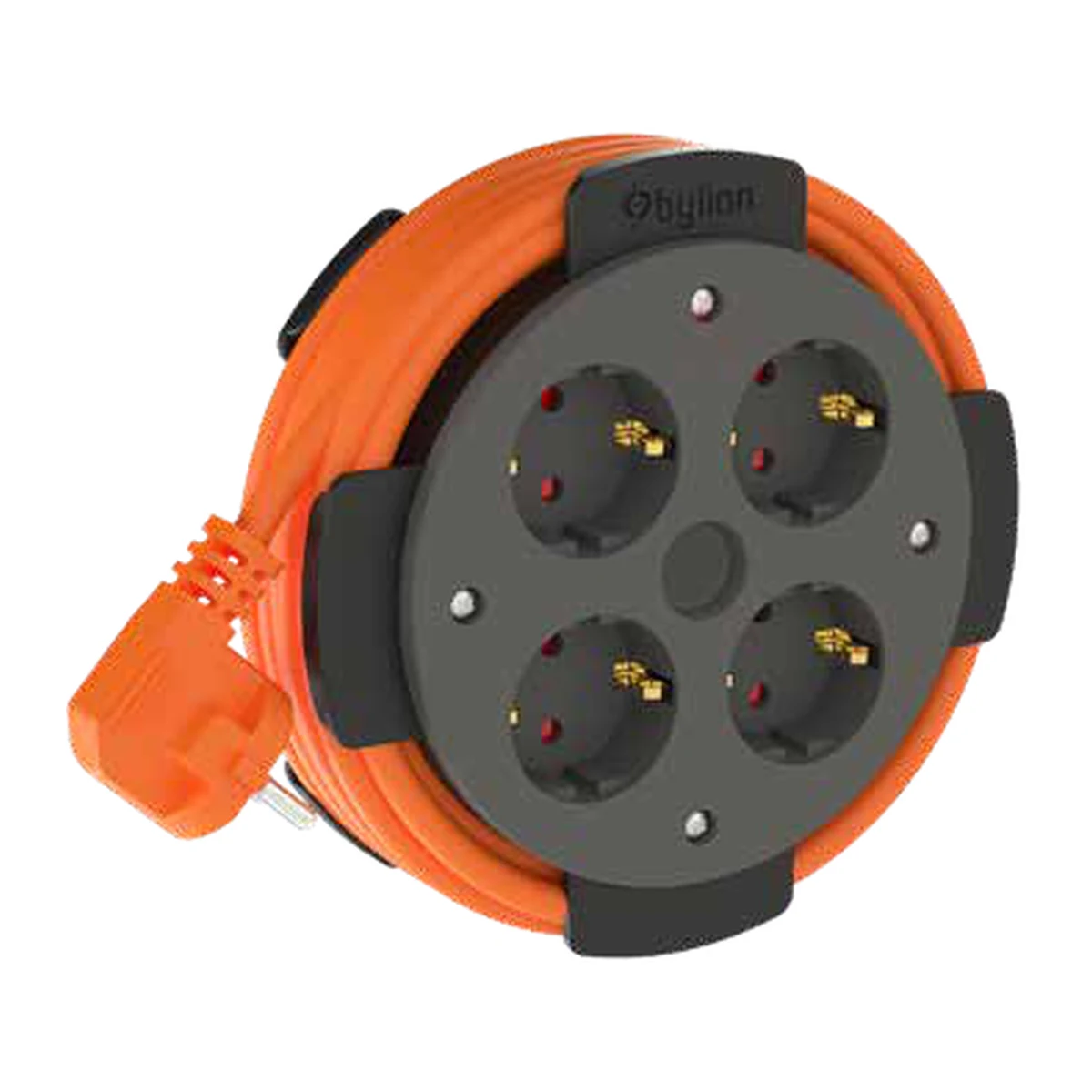 Bylion 136-323-3105 PHE-05310-F Cable Reel 5 m 3G1 4 sockets Type F (Schuko) IP20 Orange