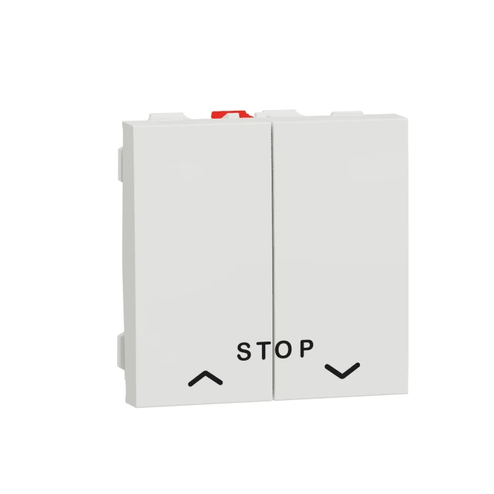Schneider Electric NU323718 Yeni Unica, Blind Control Push Button with 'Stop' 10A 2 module, White