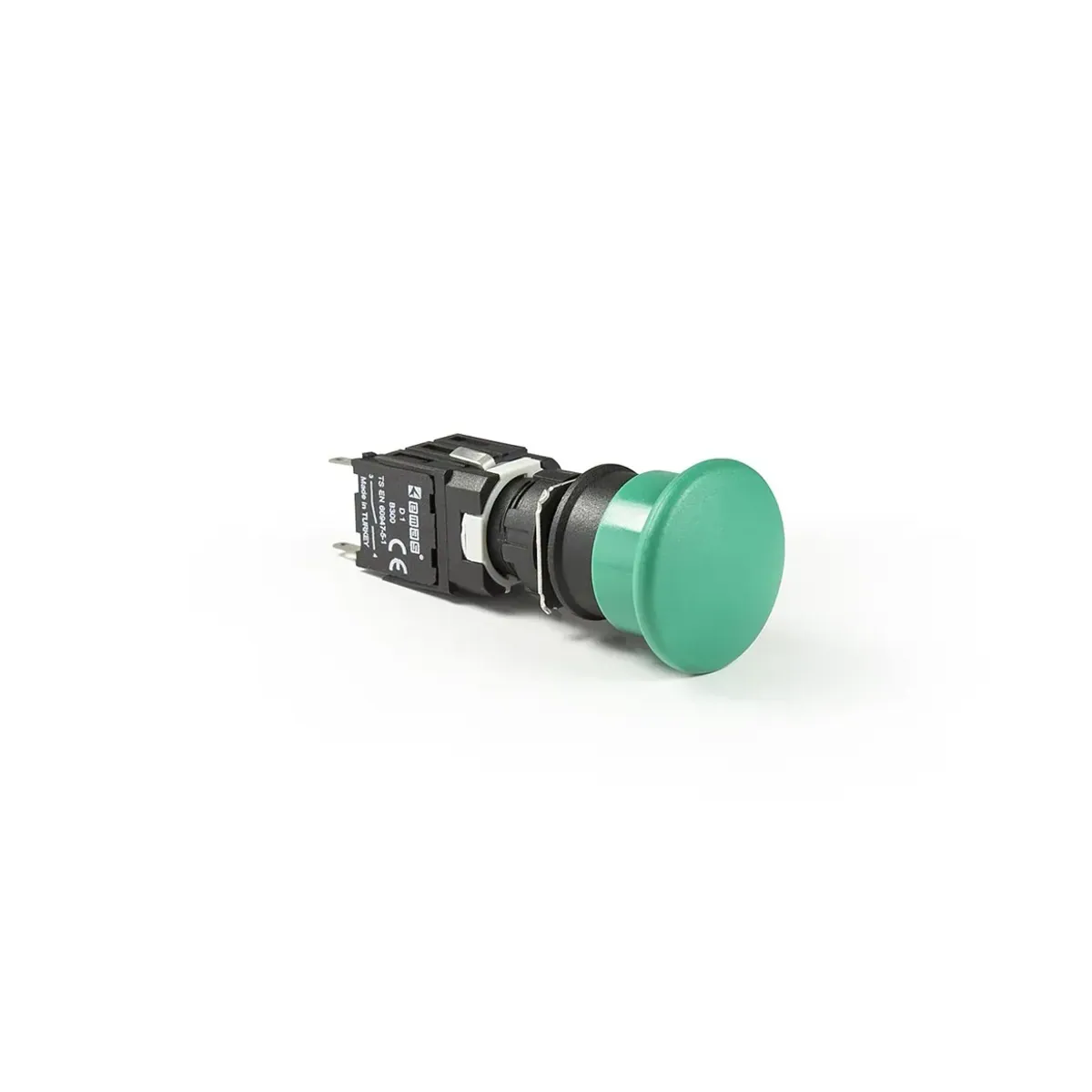 Emas D Serisi Plastik Mantar Yaylı Tip Yeşil Buton 1NO 16mm IP50