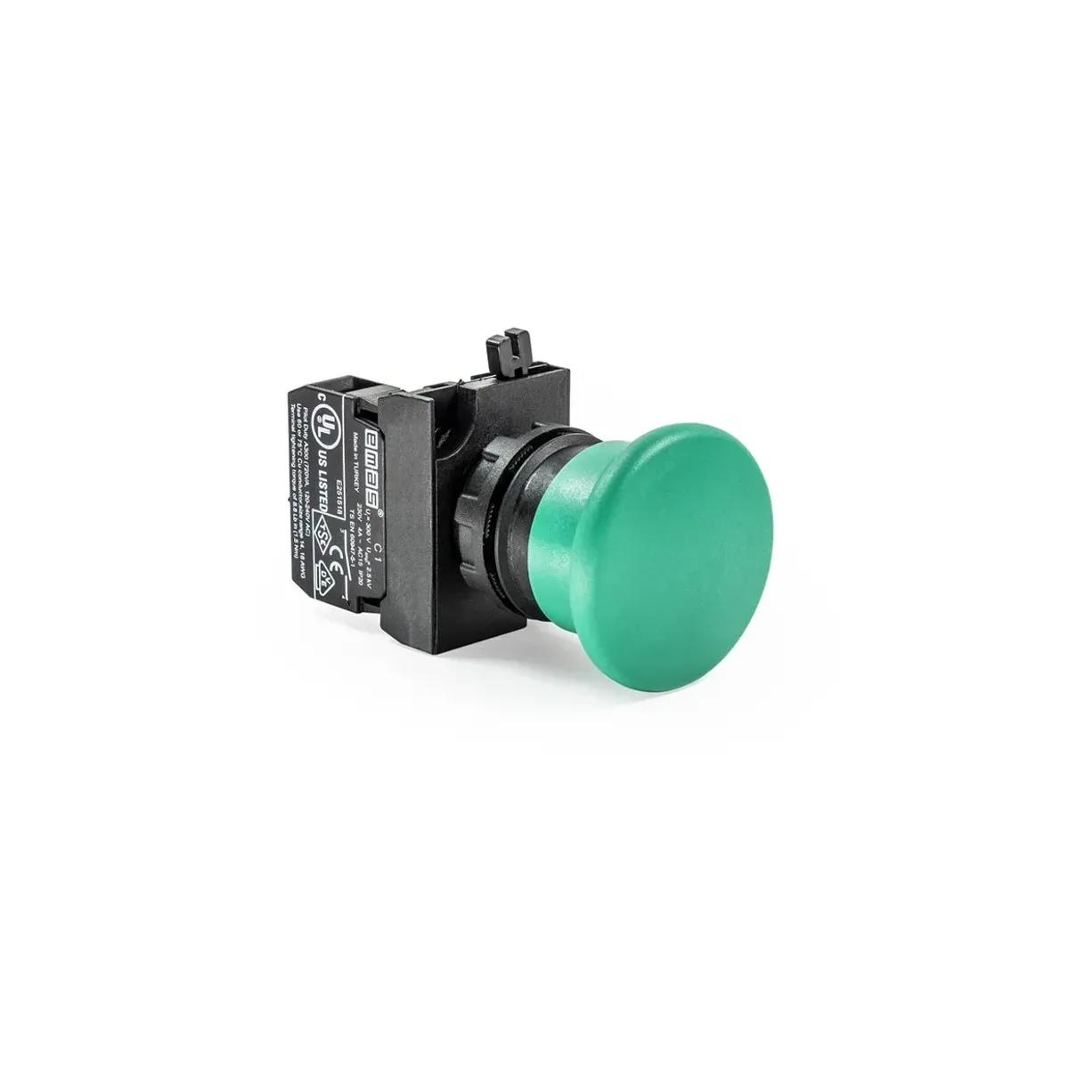 Emas CP Serisi Plastik Mantar Yaylı Tip Yeşil Buton 1NO 22mm IP65