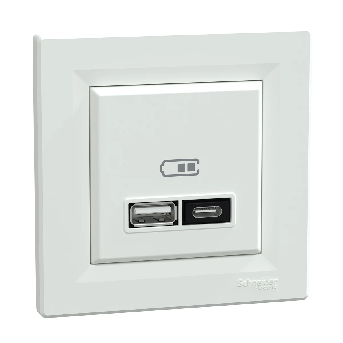 Schneider Electric EPH2700521 USB Socket, 21W, dual, Type A+C, white