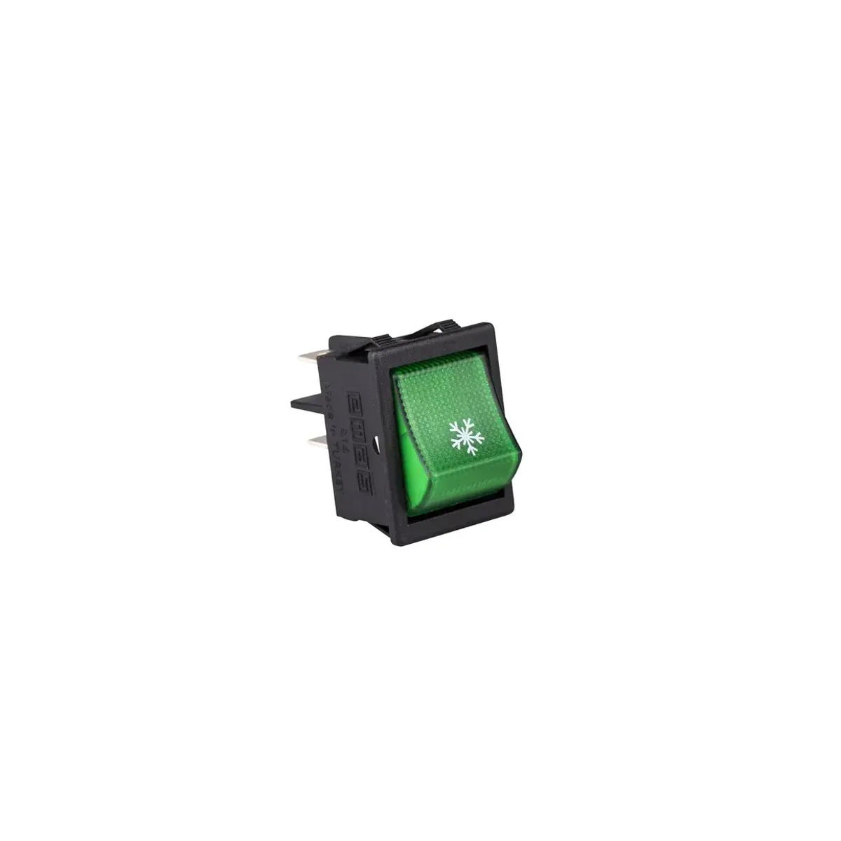 Emas A14 Series 30x22mm Black Housing 2NO Illuminated Terminal (Snow) Printed Green Switch