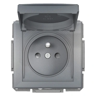 Schneider Electric EPH2800662 Asfora Kapaklı IP44 UPS Priz - çelik