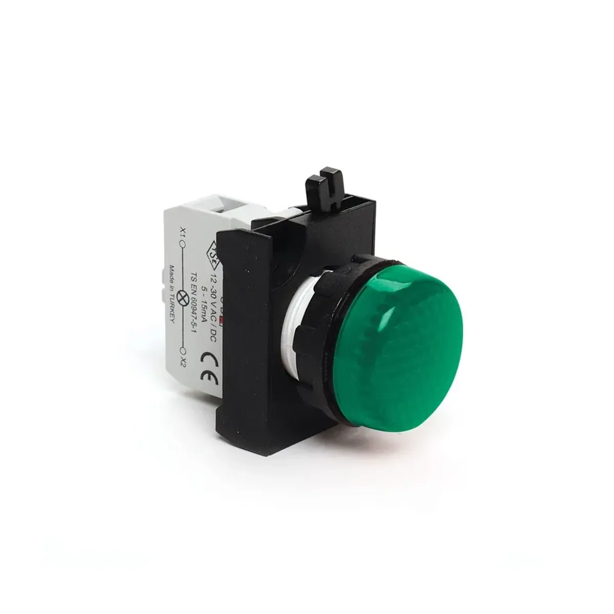 Emas CP Serisi Plastik Kontak Bloklu LED Yeşil 12-30V AC/DC 22mm Sinyal Lambası IP50