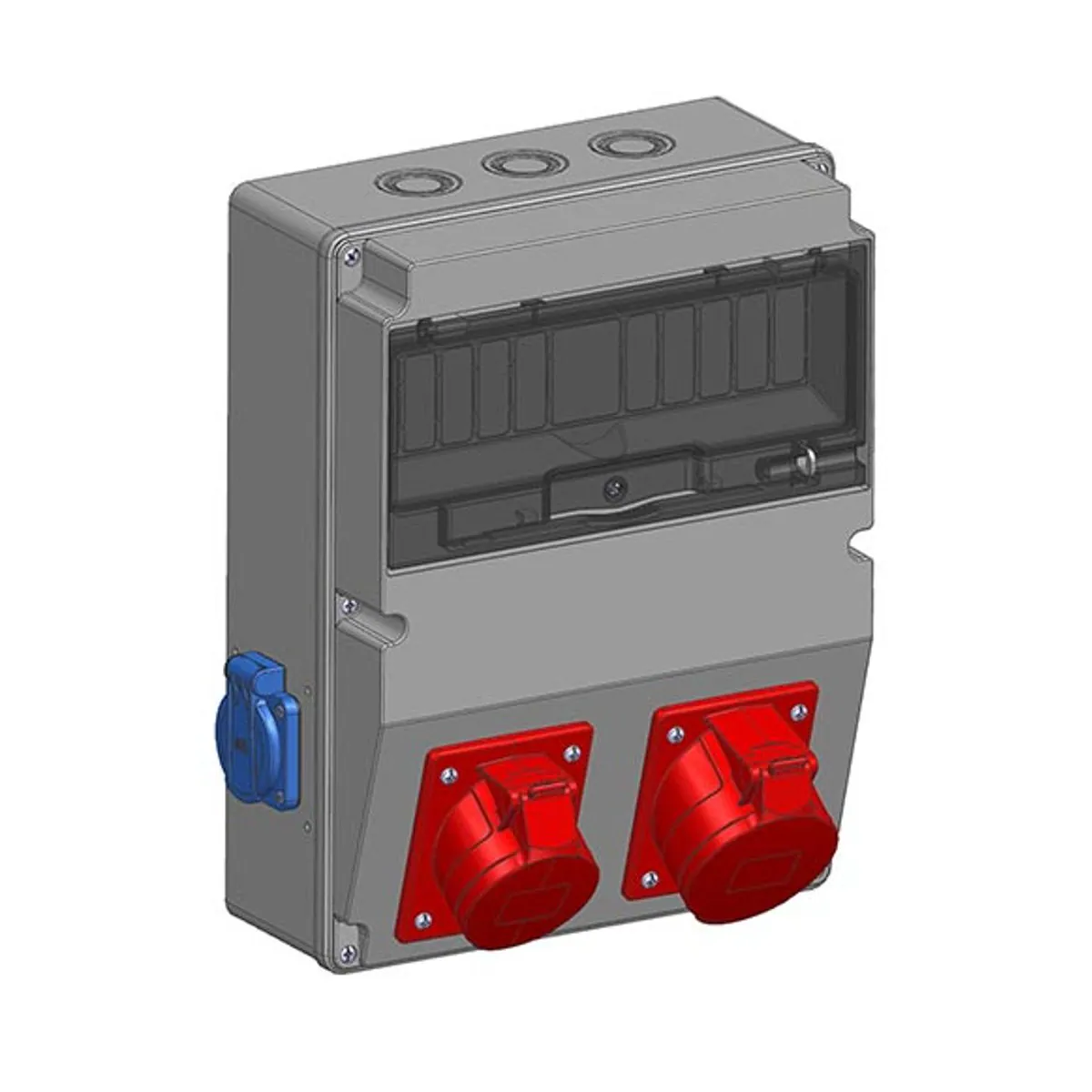 Mete Enerji 70065050B010 1 adet 5x32A IP44 + 1 adet 5x16A IP44 Eğik Makine Prizi Önde + 2 adet 1x16A IP44 Pano Prizi Yanda