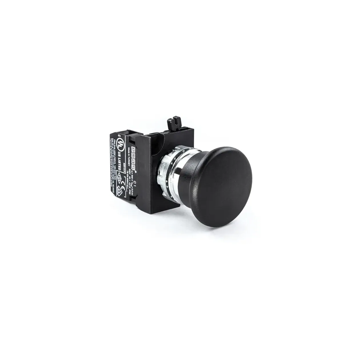 Emas CM Serisi Metal Mantar Yaylı Tip Siyah Buton 1NO 22mm IP65