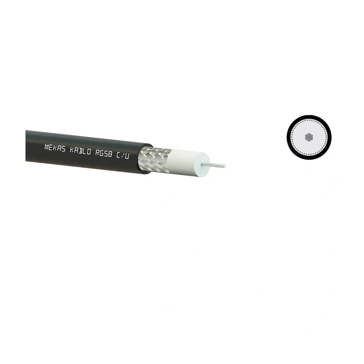 Mekas 50 Ohm PVC Koaksiyel RG58 C/U Kablosu