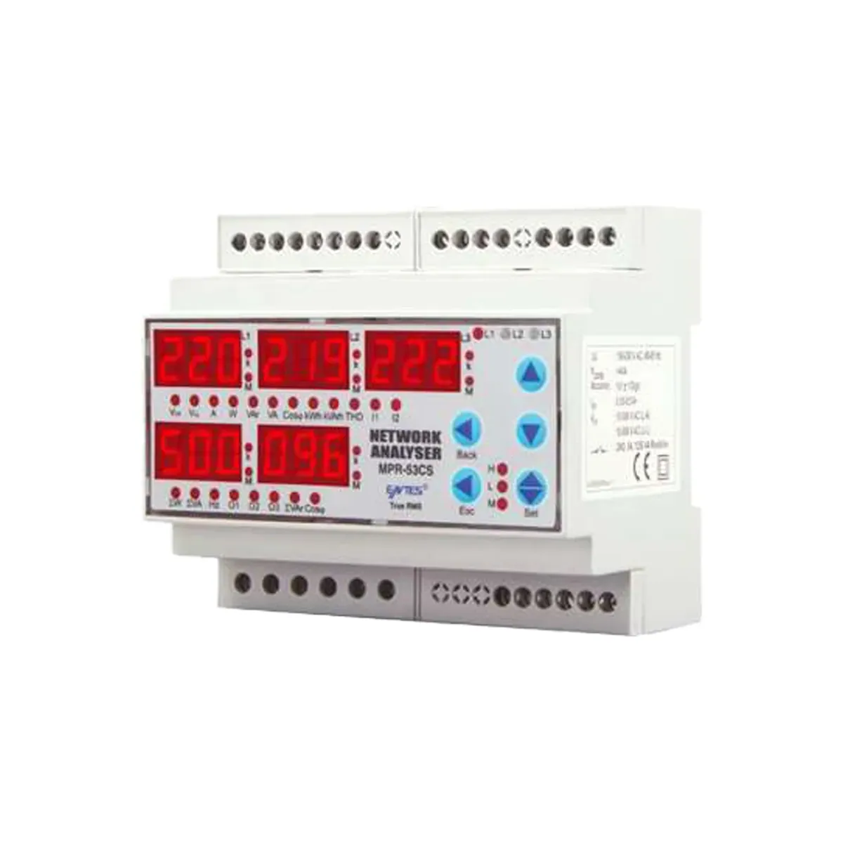 Entes MPR-53S-OG-DIN Power Analyzer, 10-56VDC Supply, DIN6