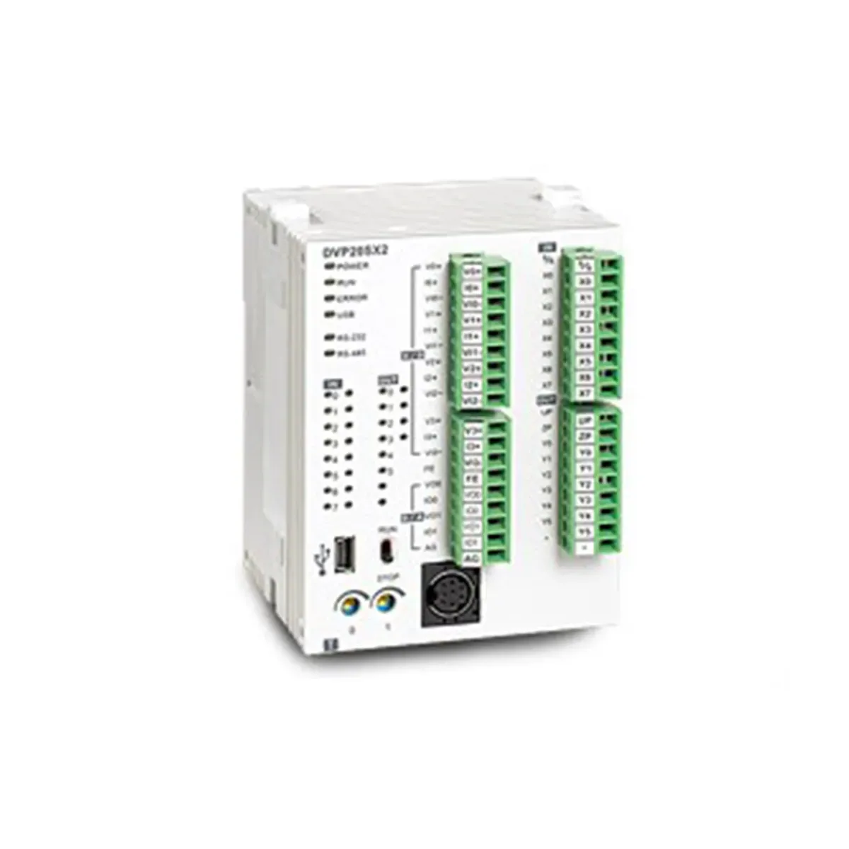 Delta DVP20SX211T SX2 Serisi Sola genişler, Dahili analog 16k Step Program Kapasitesi 8DI - 4AI 6 NPN DO - 2AO