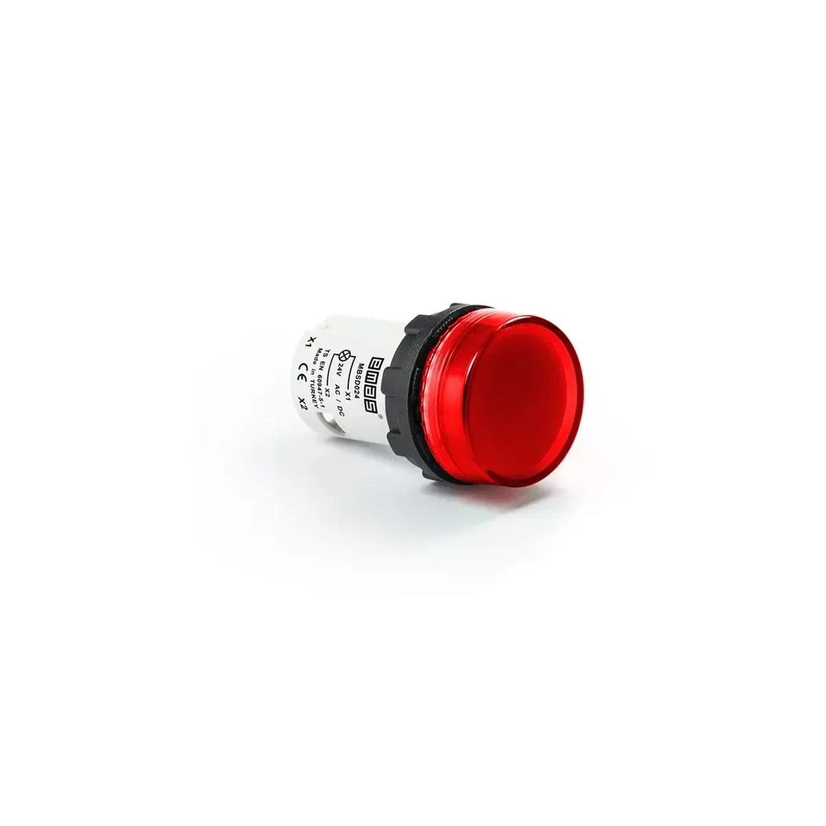 Emas MB Series Plastic LED Flat Lens Monoblock Round 24V AC/DC Red 22mm Pilot Light IP50
