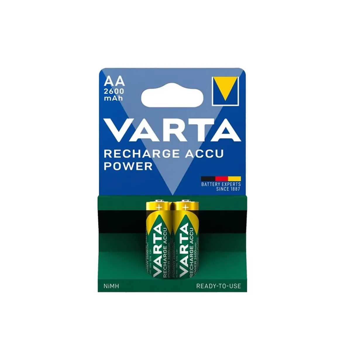 Varta AA 2600mAh 1.2V NiMH 2-Pack Recharge Accu Power Rechargeable Battery