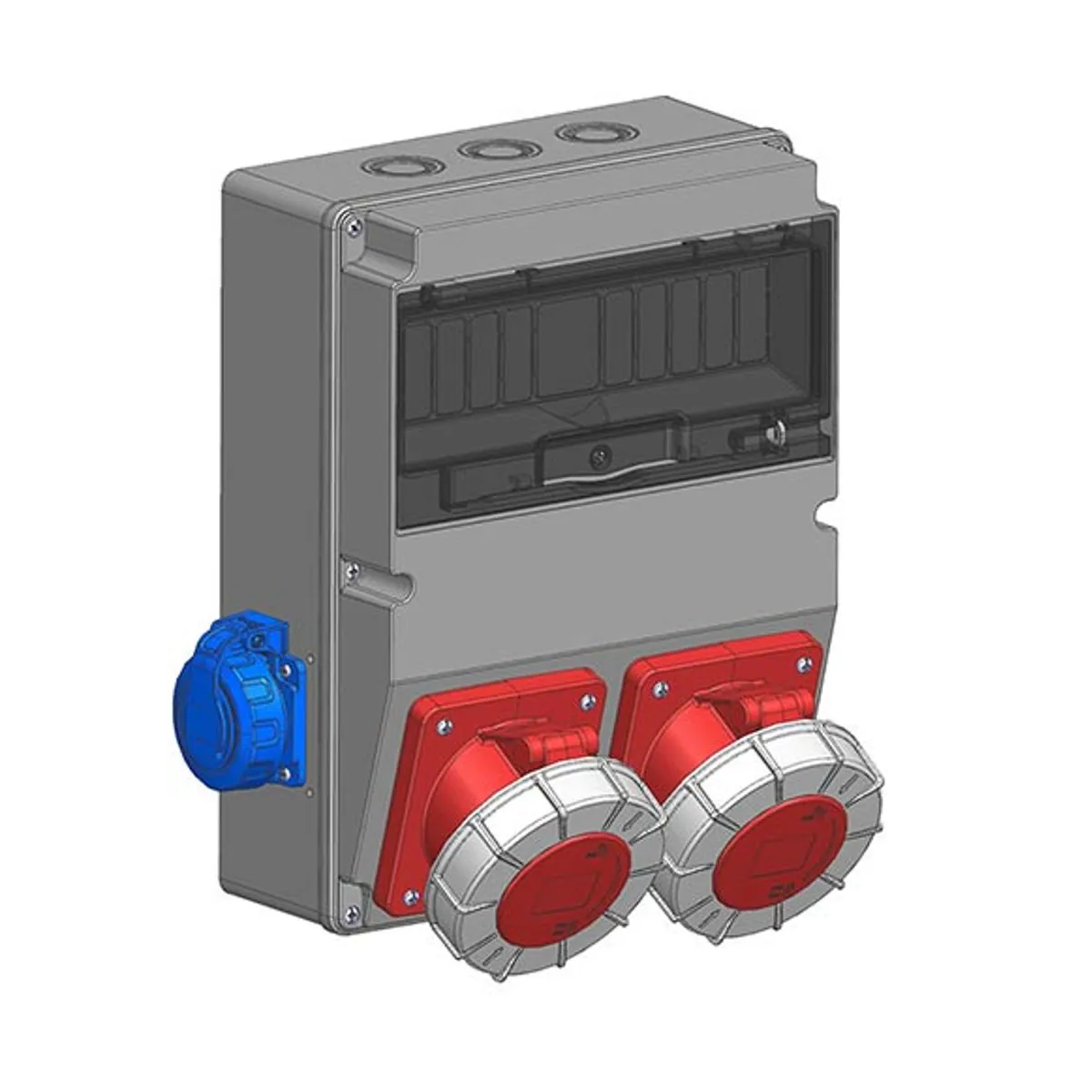 Mete Enerji 7006505CB508 2 adet 5x63A IP67 Eğik Makine Prizi Önde + 2 adet 1x16A IP66/68 Pano Prizi Yanda