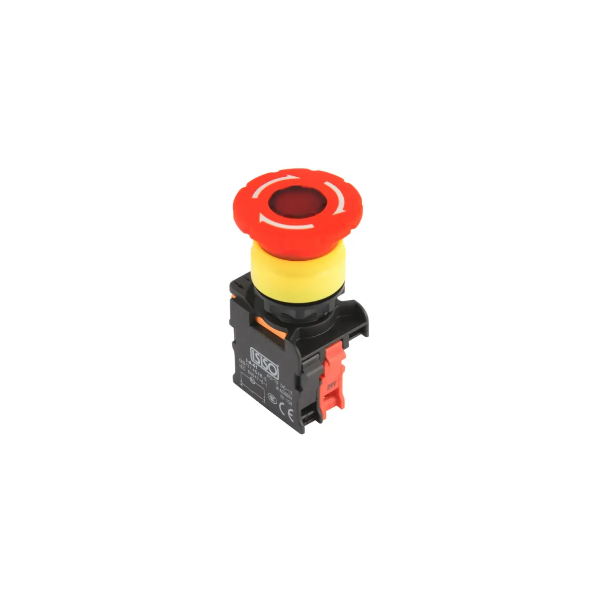 Isıso IA5-01ZFD Acil Stop Butonu, Kırmızı, 1 NC, Işıklı, 220 V AC (temsili görsel)