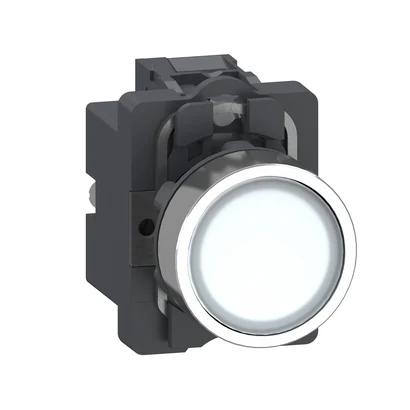 Schneider Electric XA2AW31B1 Illuminated Push Button, Flush-Mounted, White, 1NO, AC/DC 24 V