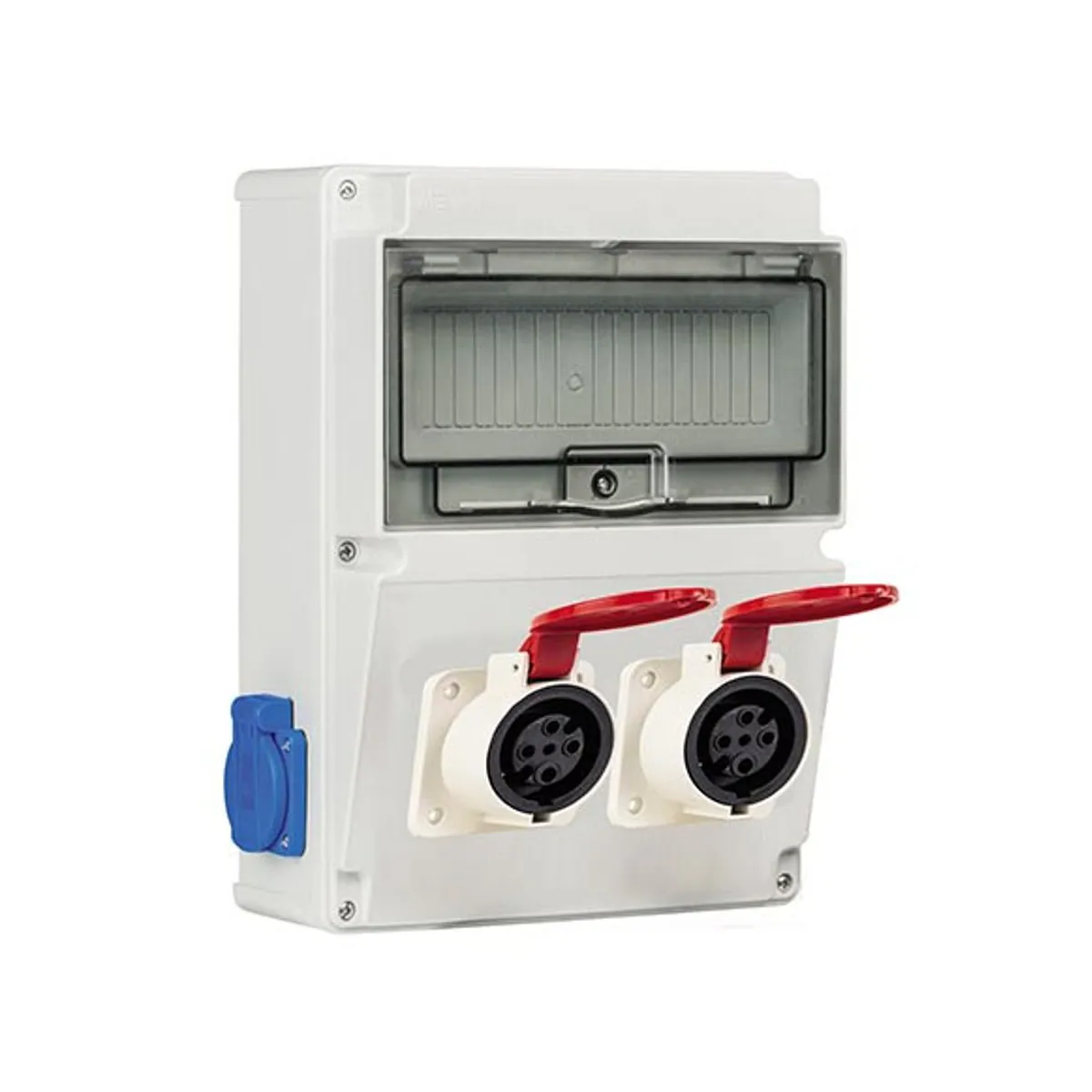 Mete Enerji 70035050B011 2 adet 3x16A IP44 Kauçuk Makine Prizi Önde + 2 adet 1x16A IP44 Pano Prizi Yanda