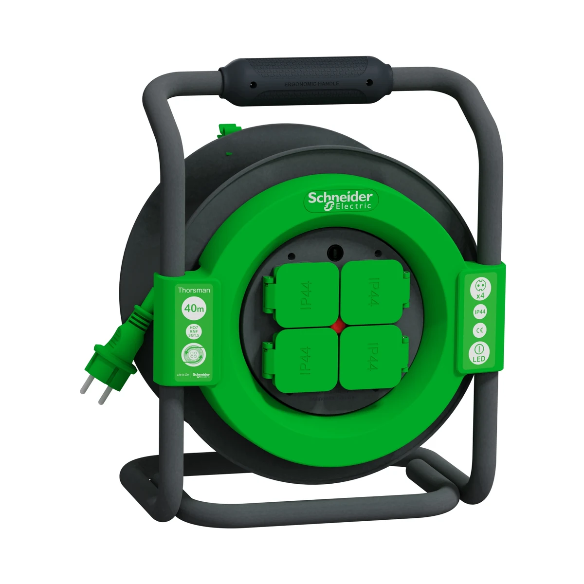 Schneider Electric IMT33158 Kablo Makarası Pro, IP44, HO7RNF 3G1.5 40mt kablolu, topraklı — üretici ürün görseli