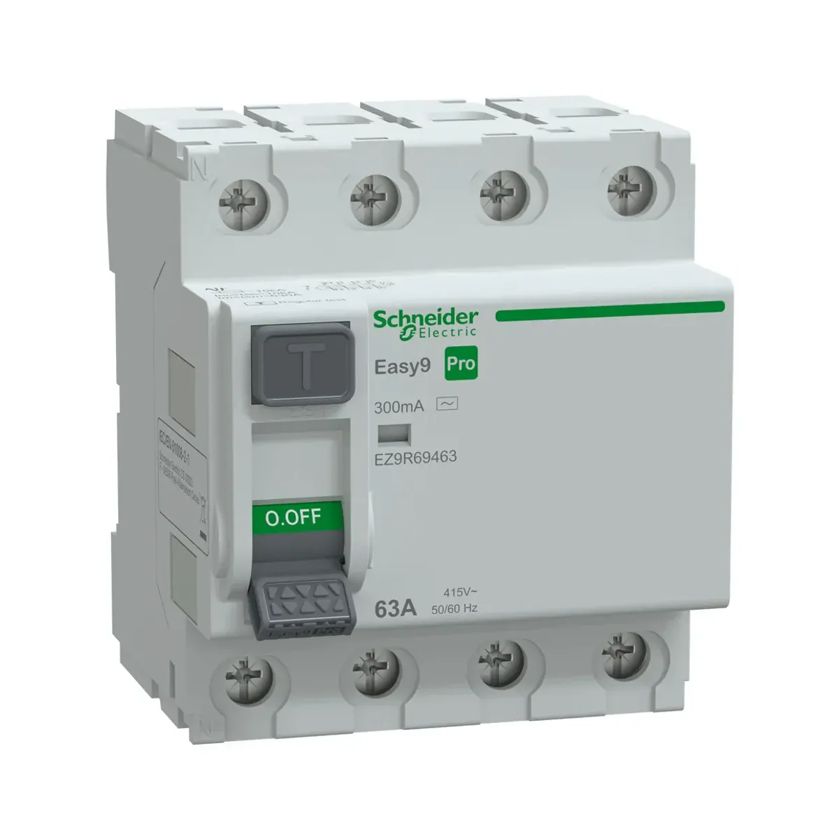 Schneider EZ9R69463 Easy9 Residual Current Device 4 Pole 63A 300mA AC Type 415V