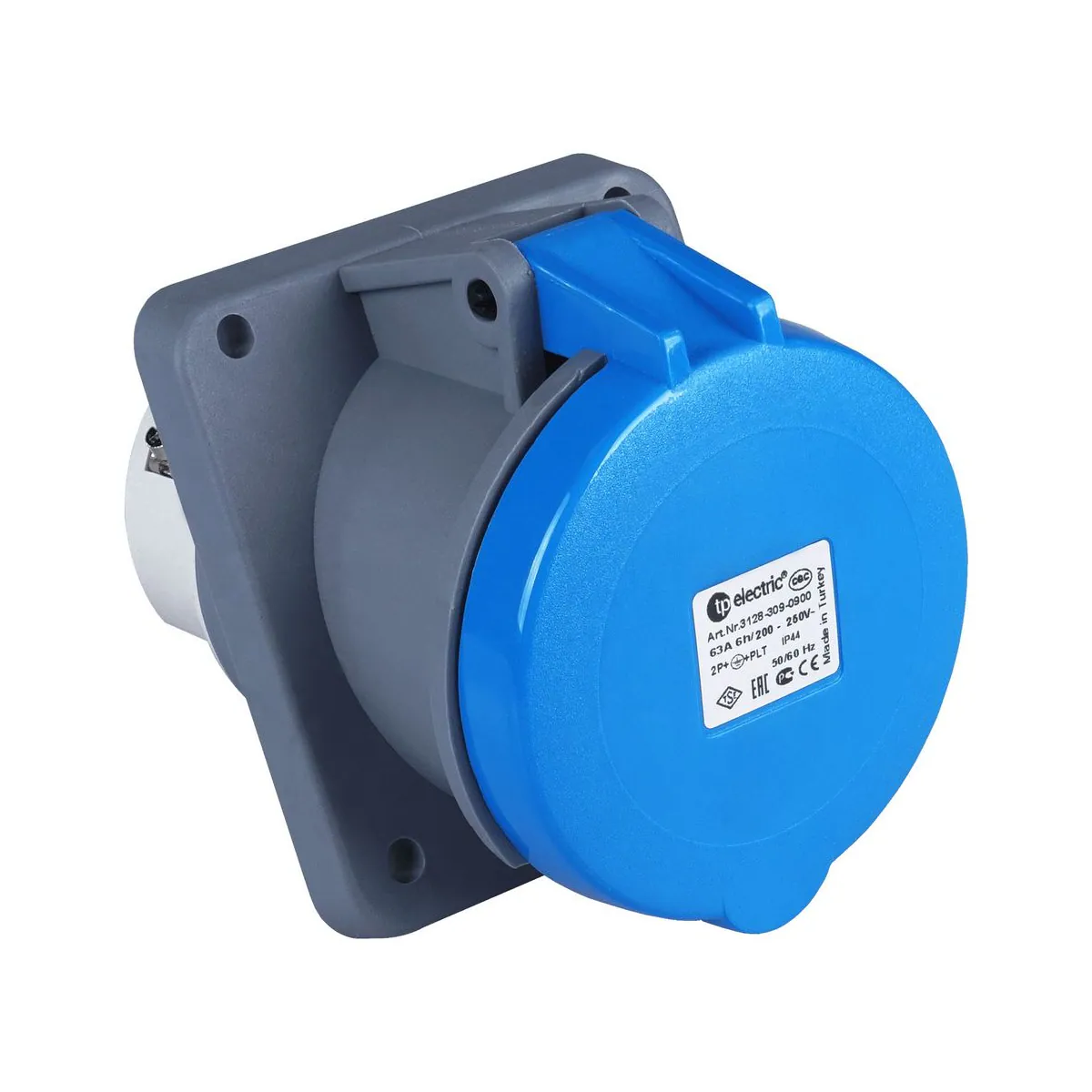 TP Elektrik 3128-309-0900 CEE 3x63A Machine Socket (Angled) (100x107), IP 44, 6h