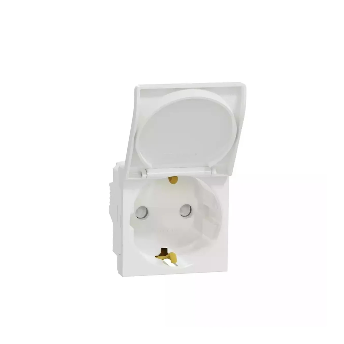 Schneider Electric NU303718TA Yeni Unica, Grounded Child-Protected Socket with Cover, Screw Connection 2 module, White