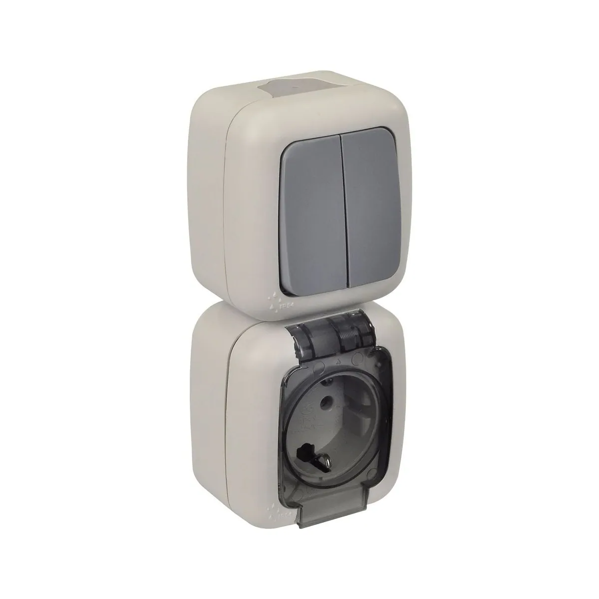 TP Elektrik 3201-302-0601 Nemli Yer Komitatör + Kapaklı Topraklı Priz (dikey), IP 54