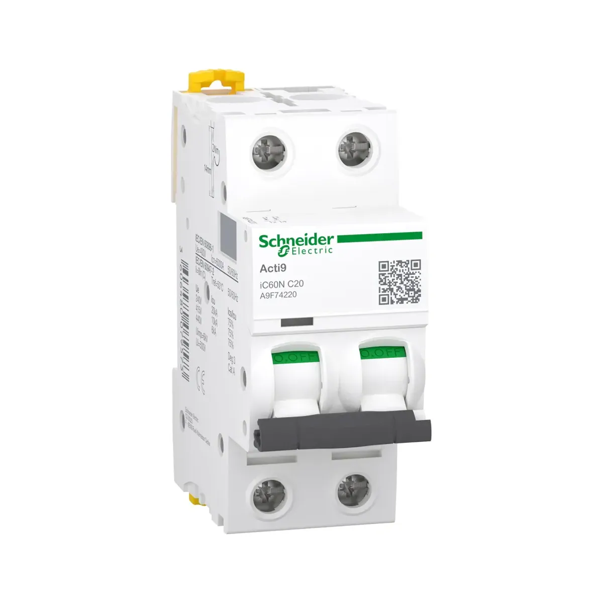 Schneider A9F74220 iC60N Minyatür Sigorta Devre Kesici 2 Kutup 20A C eğrisi