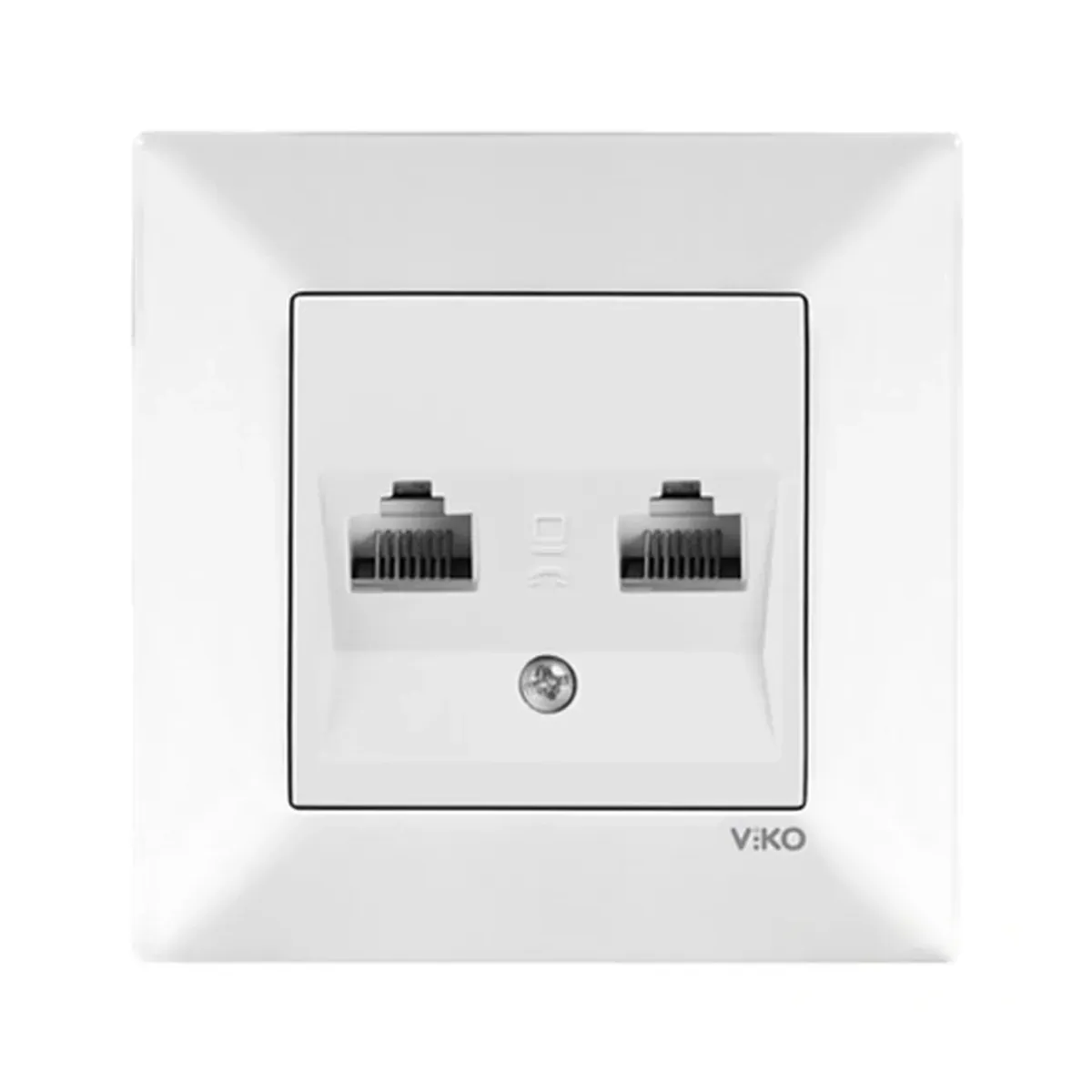 Viko Karre Meridian İkili Beyaz Data-Nümeris Telefon Prizi (RJ45 CAT5E - RJ11)