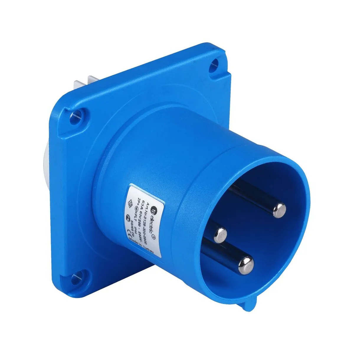 TP Elektrik 3128-320-0900 CEE 3x63A Makine Fişi (düz) (100x100), IP 44, 6h