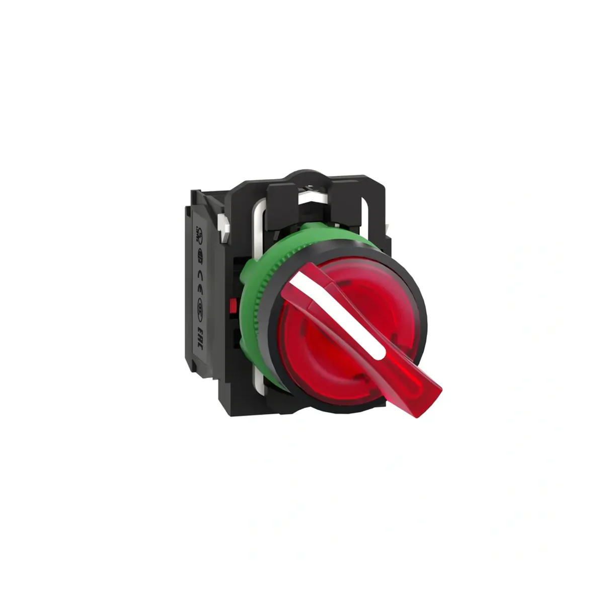 Schneider XB5AK124B5 0-1 Red Maintained Illuminated Latching Push Button 1NO+1NC 24V 22mm