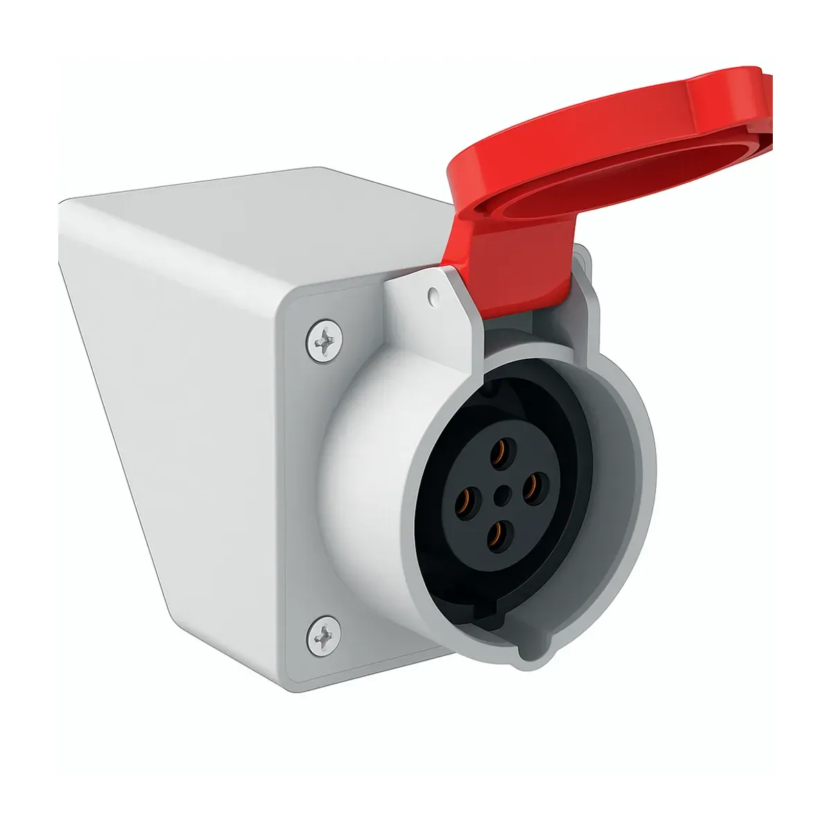 Tem 544.316.152 16A Three-Phase Rubber Angled Enclosed Wall Socket IP44