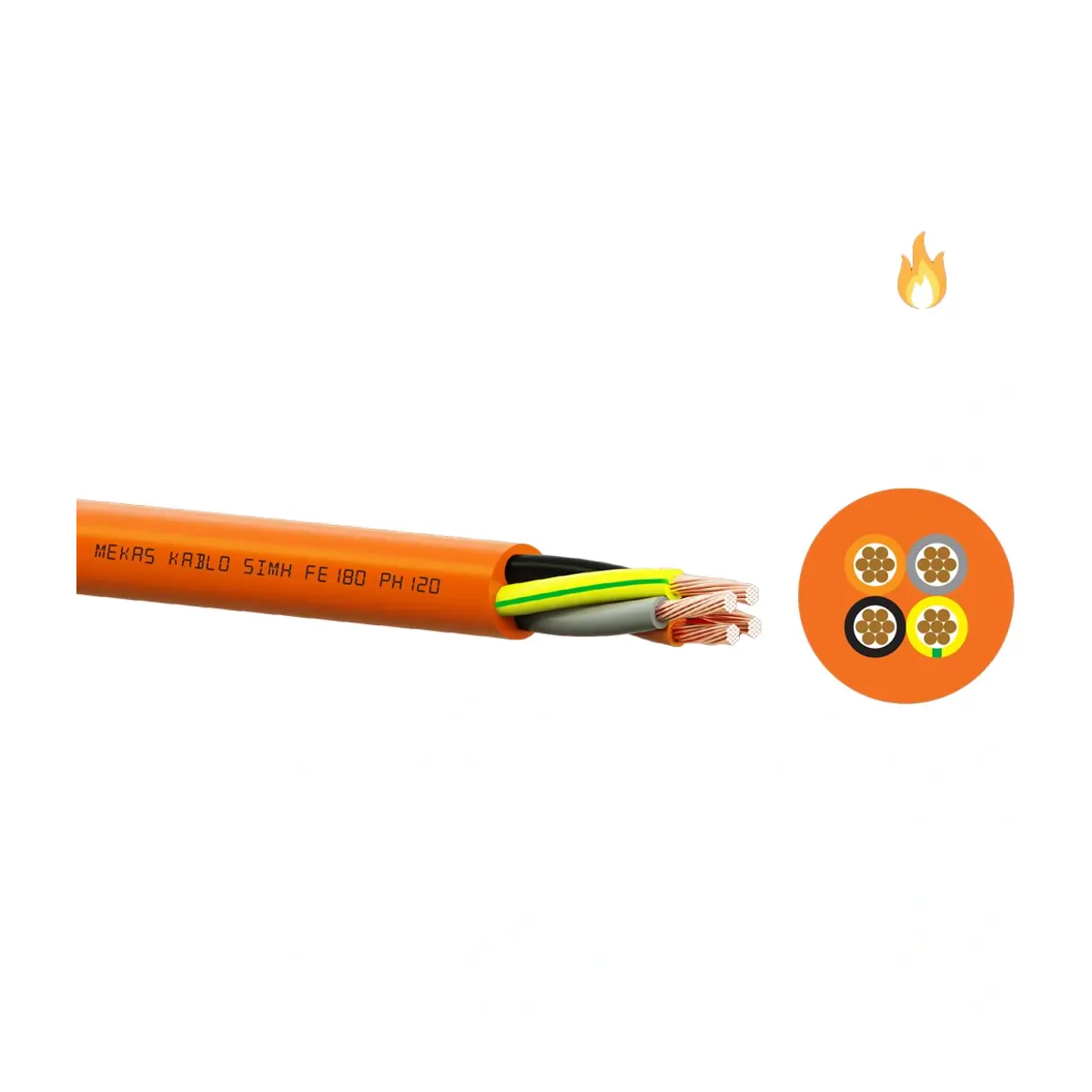 Mekas 2x1.5 mm2 SIMH-FE180 Silicone Fire-Resistant Cable