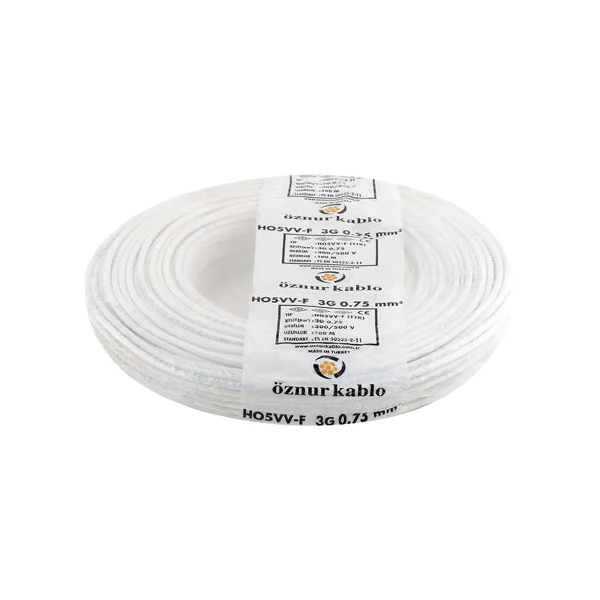 Öznur TTR 3x0.75 mm2 H05VV-F White Cable