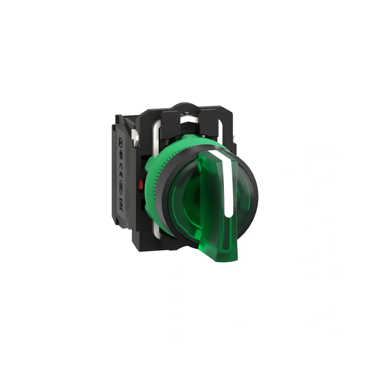 Schneider XB5AK133B5 1-0-2 Green Maintained Illuminated Latching Push Button 1NO+1NC 24V 22mm