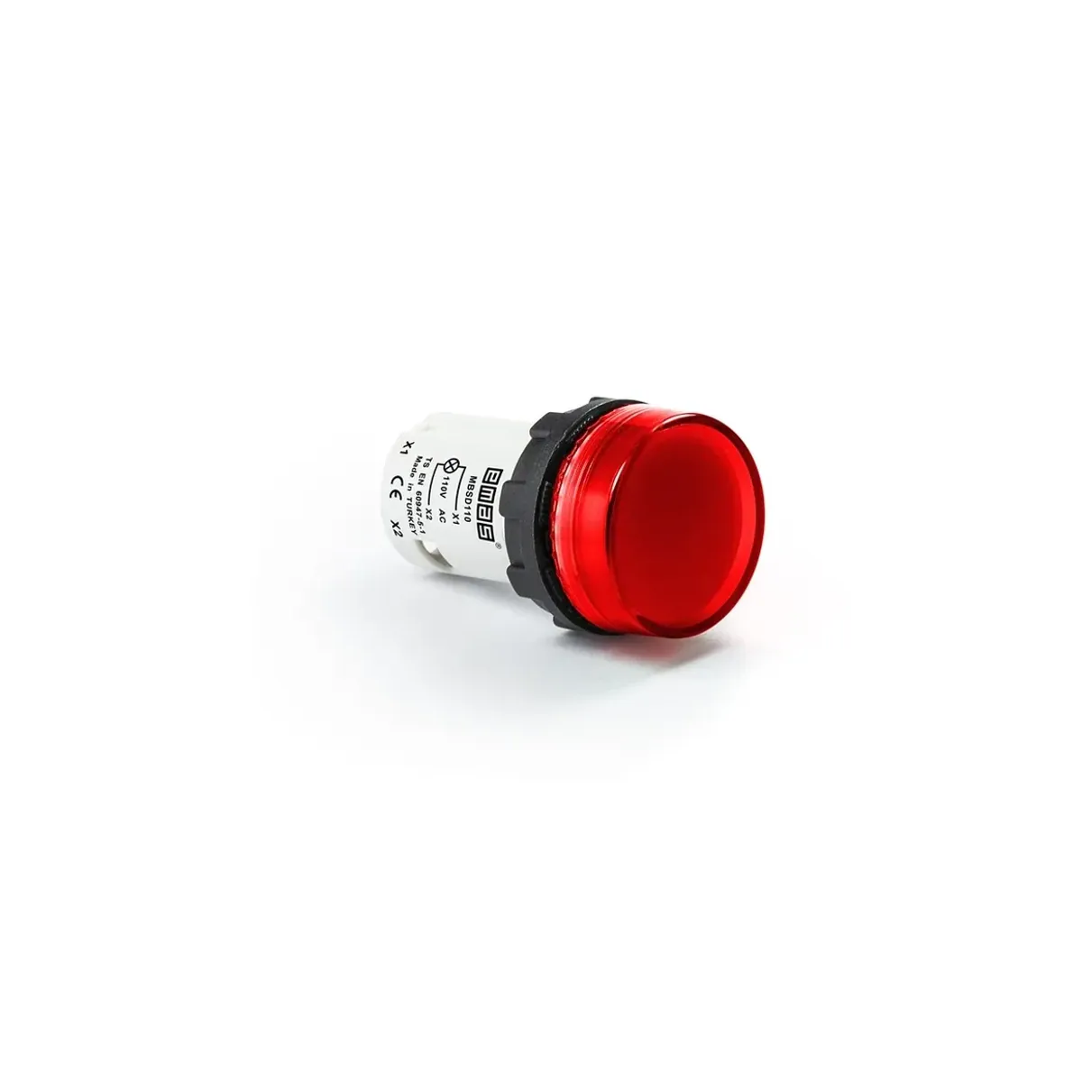Emas MB Series Plastic LED Flat Lens Monoblock Round 110V AC Red 22mm Pilot Light IP50