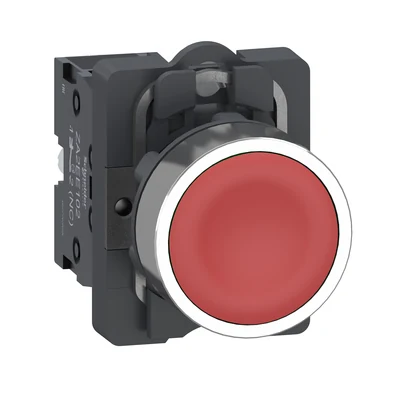 Schneider Electric XA2AH042 Push Button, Push-Push, Flush-Mounted, Red, 1NC