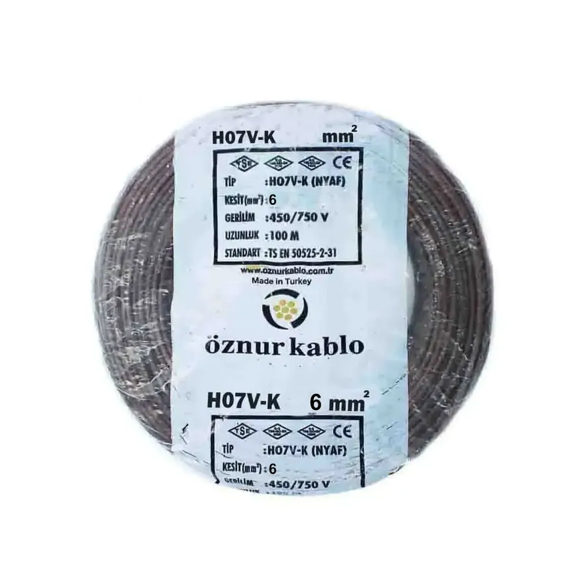 Öznur NYAF 1x6 mm2 H07V-K Kahverengi Kablo
