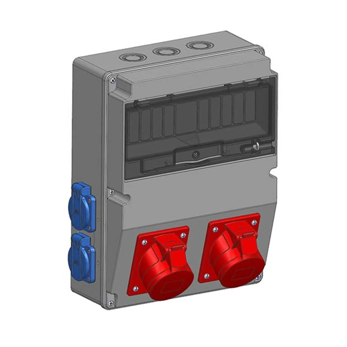 Mete Enerji 70065050B009 2 pcs 5x32A IP44 Angled Machine Socket on Front + 4 pcs 1x16A IP44 Panel Socket on Side