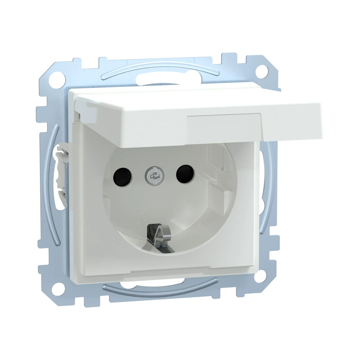 Schneider Electric MEG2314-0325 IP44 Kapaklı Topraklı Priz, çocuk korumalı, System-M, Aktif Beyaz — üretici ürün görseli