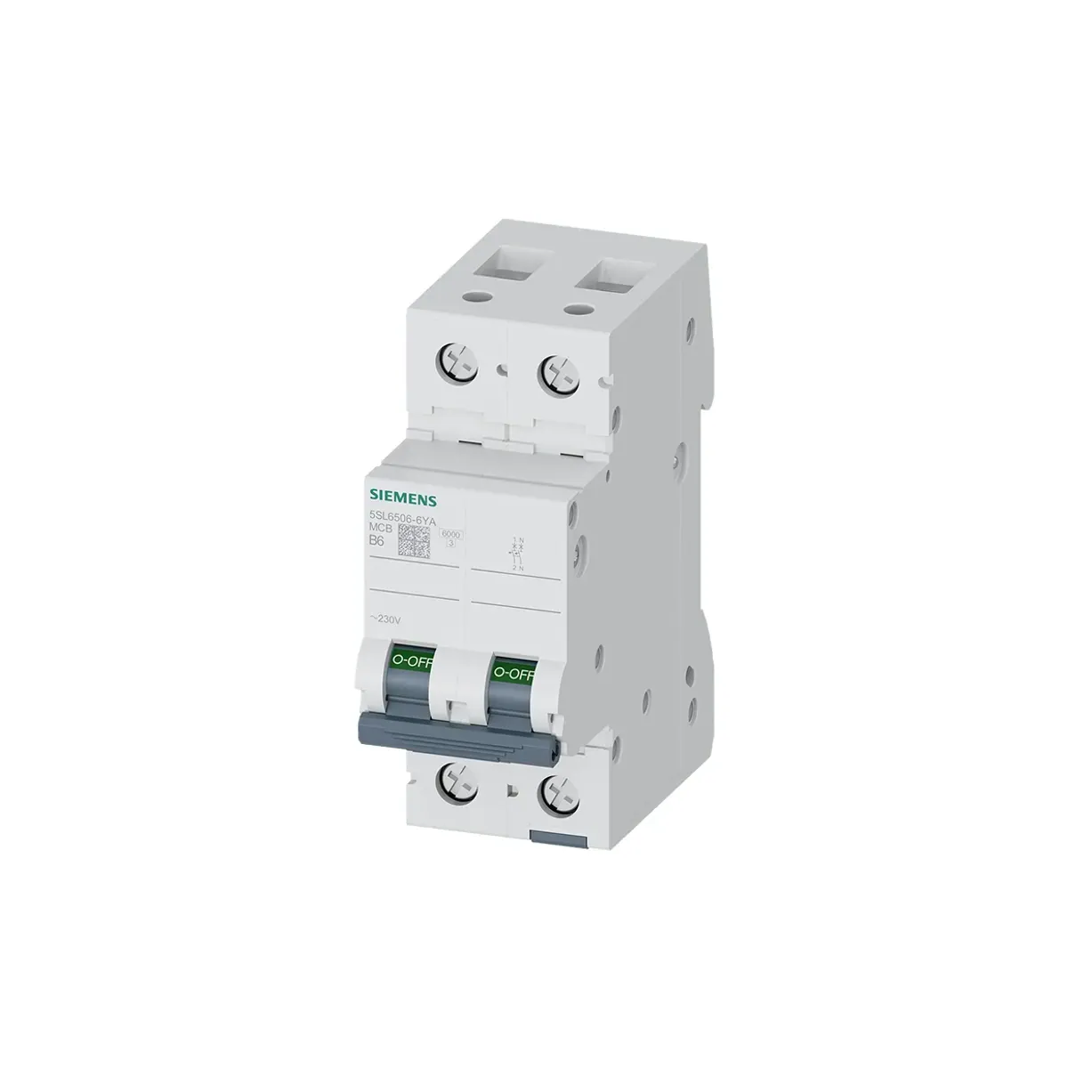 Siemens 5SL6520-6YA Sentron MCB Serisi Otomatik Sigorta – 2 Kutup 20A B Tipi, 6 kA