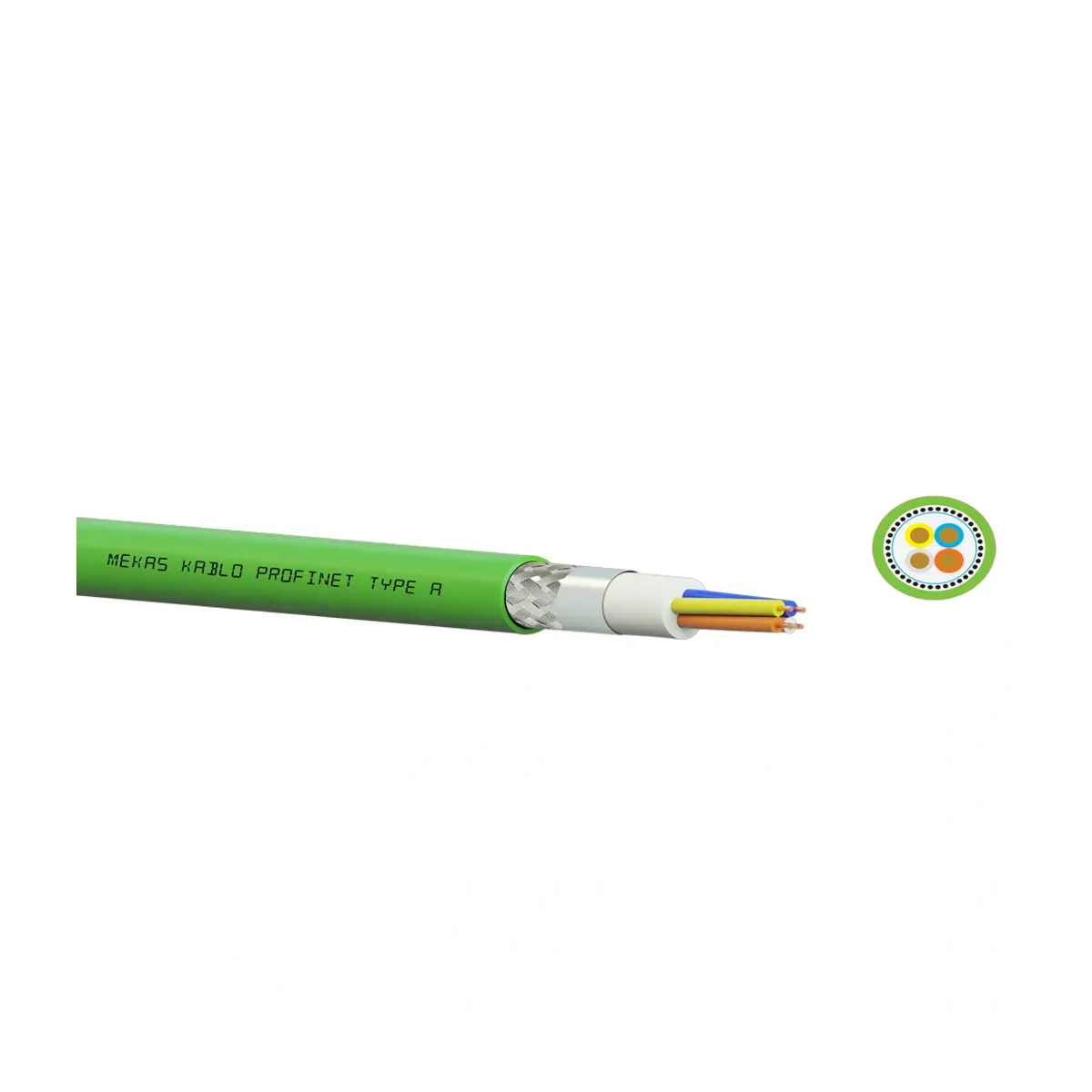 Mekas PROFINET Type A 2x2x22 AWG Endüstriyel Ethernet Kablosu