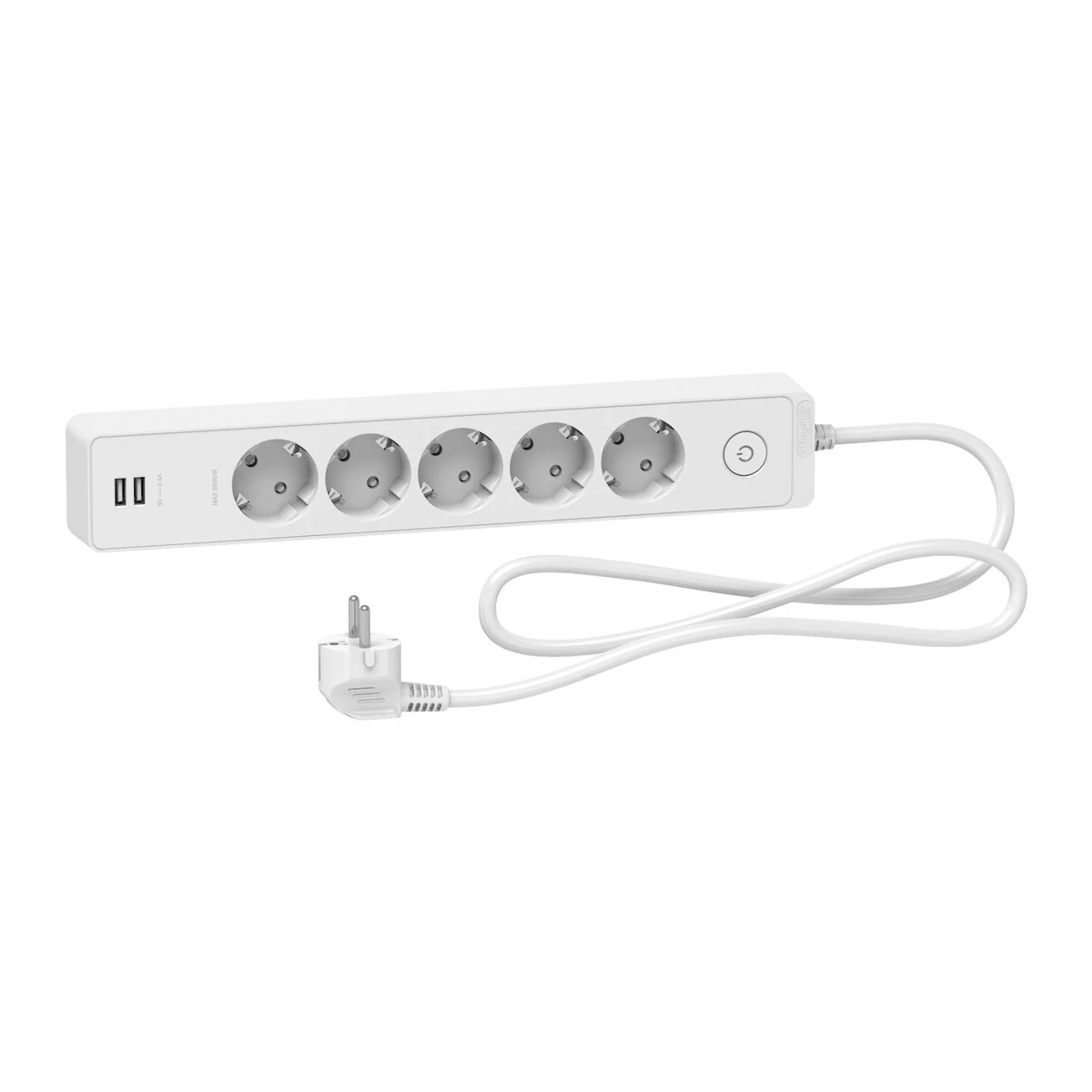 Schneider Electric ST945U1W 5 Topraklı Prizli & 2 USB Prizli, 1,5mt, beyaz — üretici temsili ürün görseli