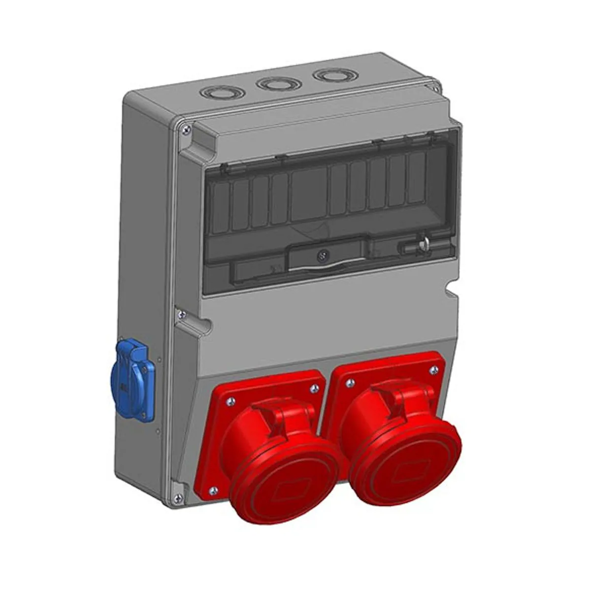 Mete Enerji 70065050B012 2 pcs 5x63A IP44 Angled Machine Socket on Front + 2 pcs 1x16A IP44 Panel Socket on Side