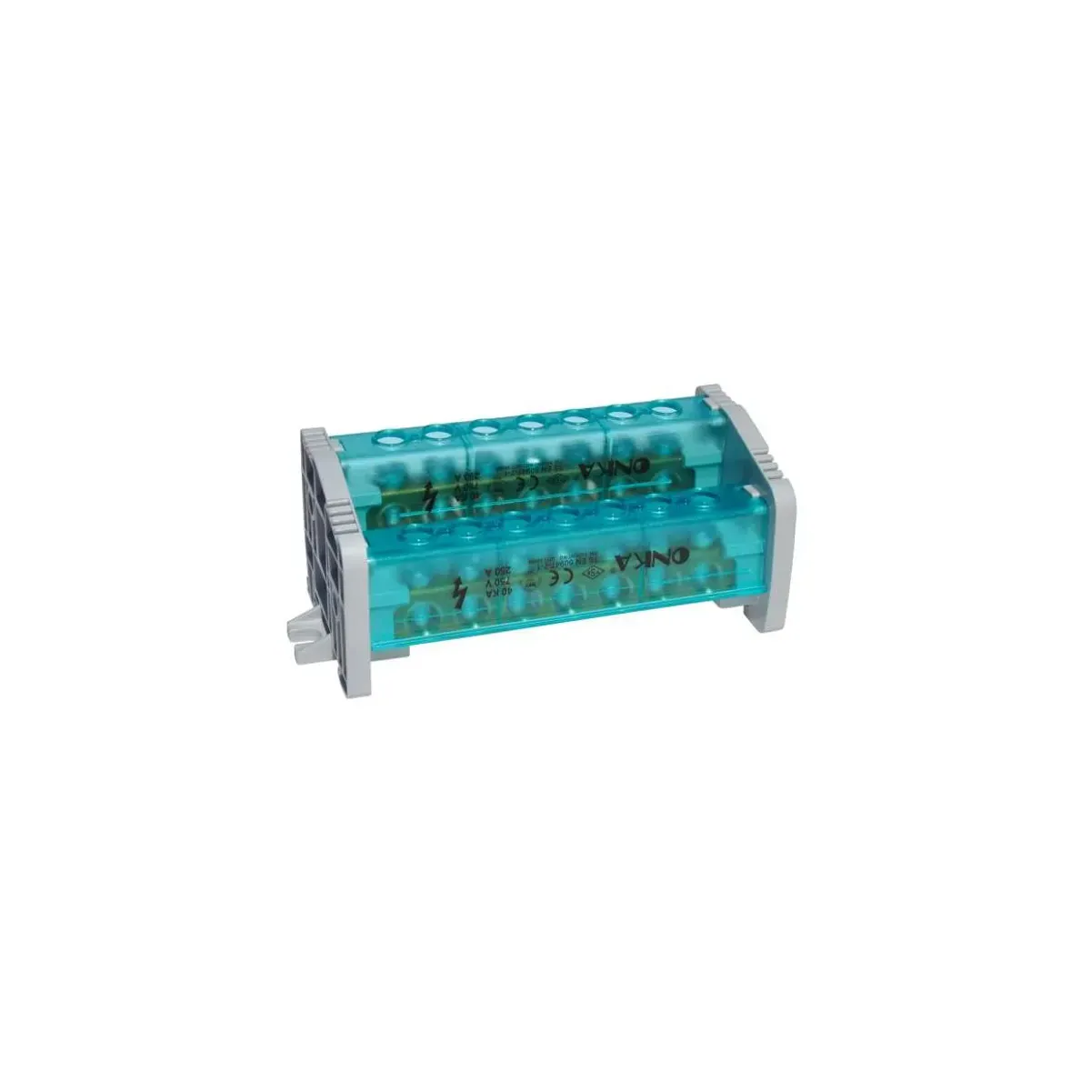 Onka 12 Delikli 2 Kutuplu Kapaklı Dağıtıcı Ünite 250A 15X10mm