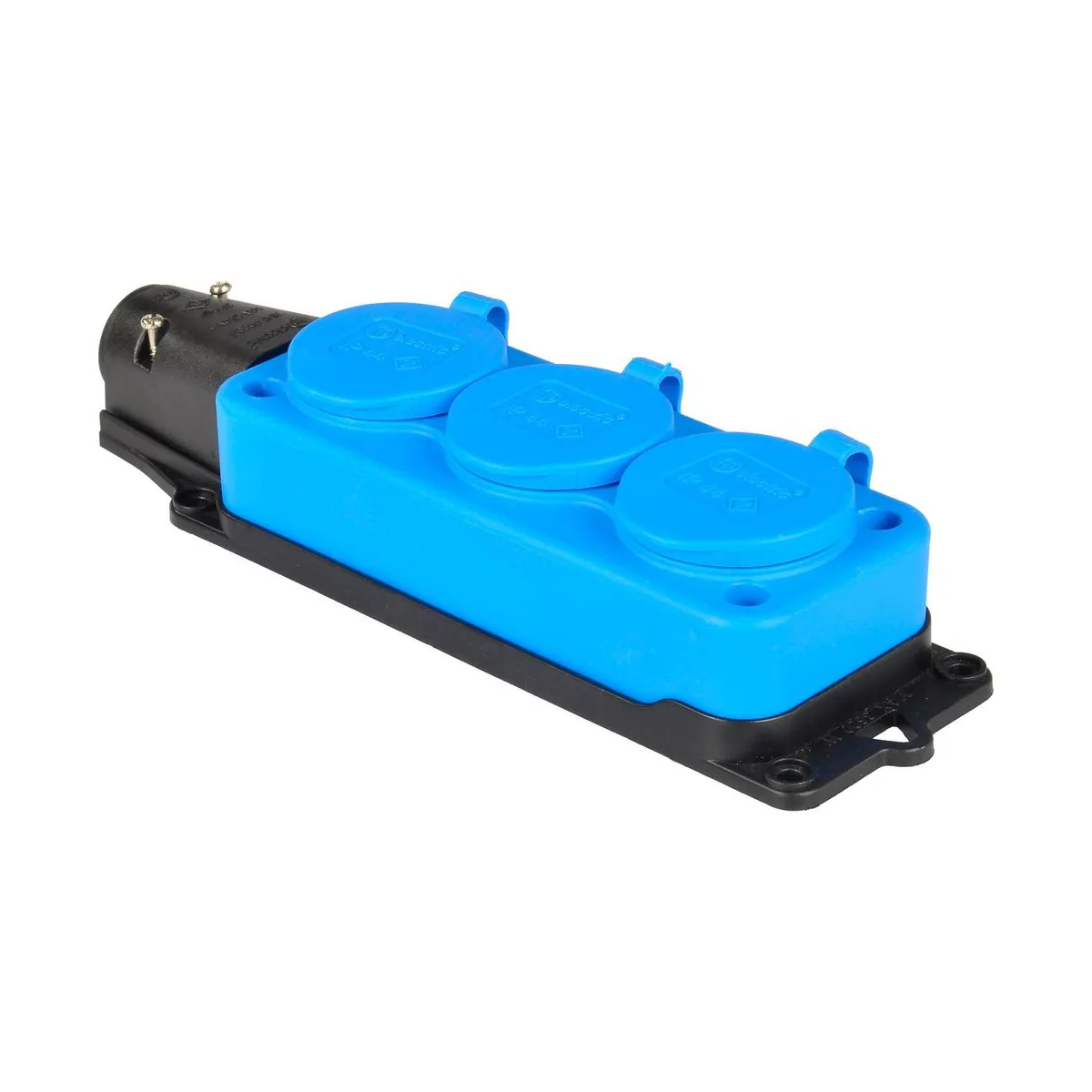 TP Elektrik 3101-328-0900 1x16A Kauçuk Üçlü Grup Priz (Fransız Tipi), IP 44, Mavi