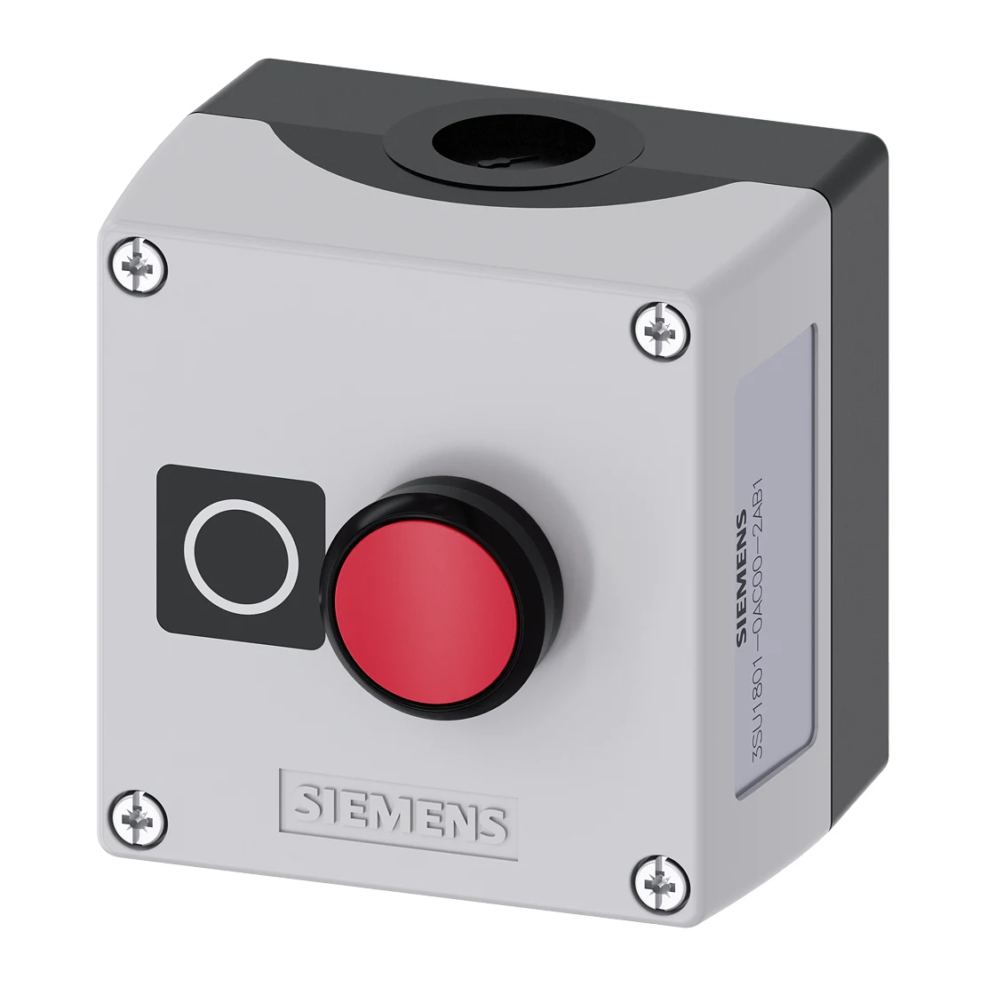 Siemens 3SU1801-0AC00-2AB1 Enclosed Control Push Button Plastic sealed enclosure 1 red push button 1NC contact