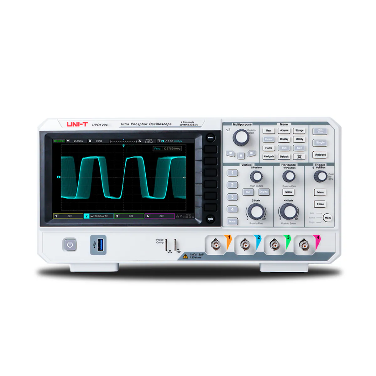 Unit UPO1204 200MHz 4-Channel Ultra Phosphor Bench Oscilloscope
