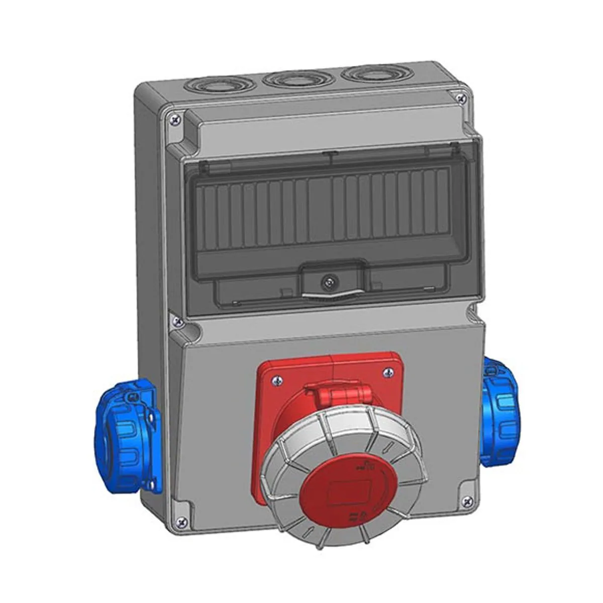 Mete Enerji 7003505CB508 1 pcs 5x63A IP67 Angled Machine Socket on Front + 2 pcs 1x16A IP66/68 Panel Socket on Side