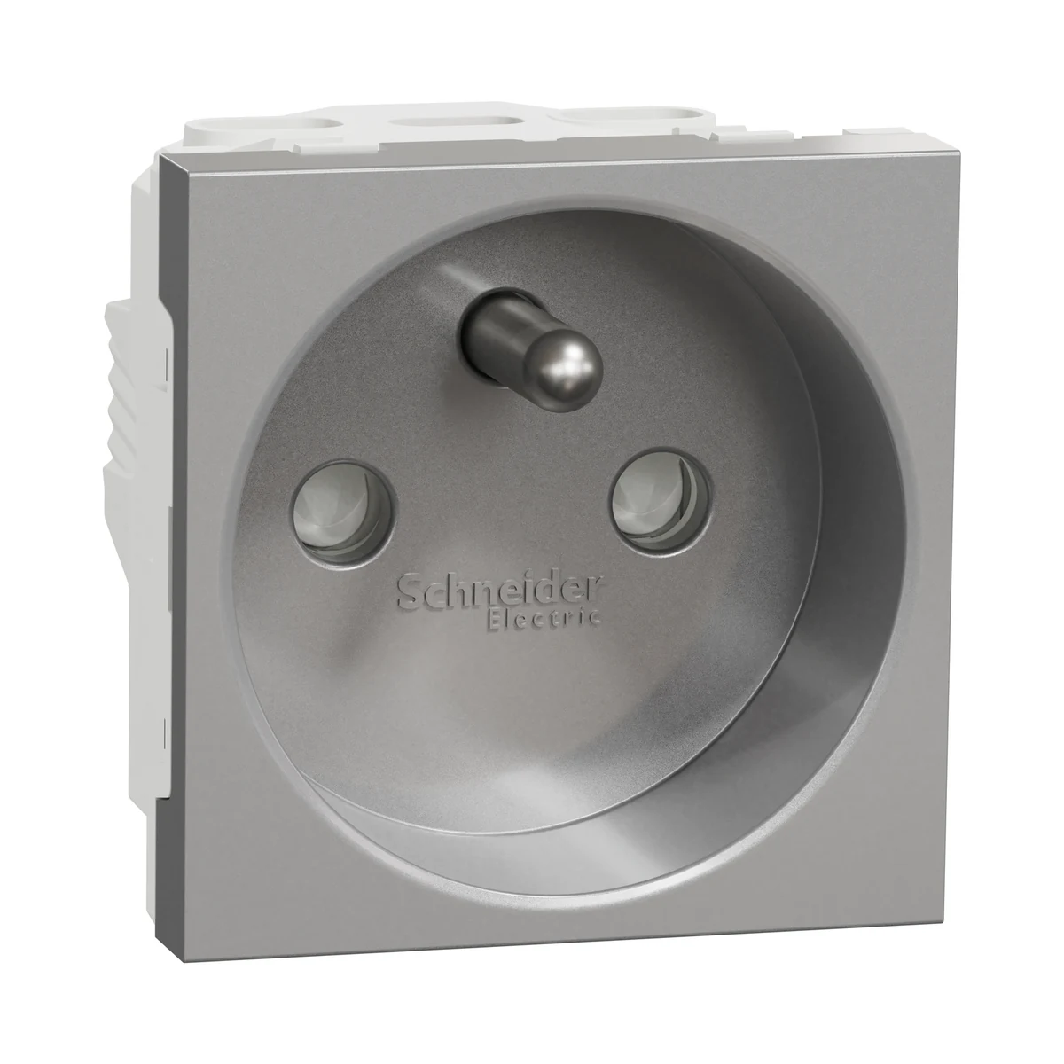 Schneider Electric NU303930 Yeni Unica, Child-Protected UPS Socket Screw Connection 2 module, Aluminum