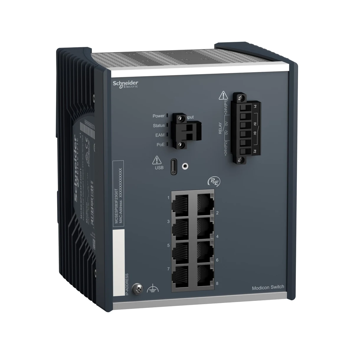 Schneider Electric MCSESP083F23G0T Modicon PoE Managed Switch 8TX - Extended Temperature